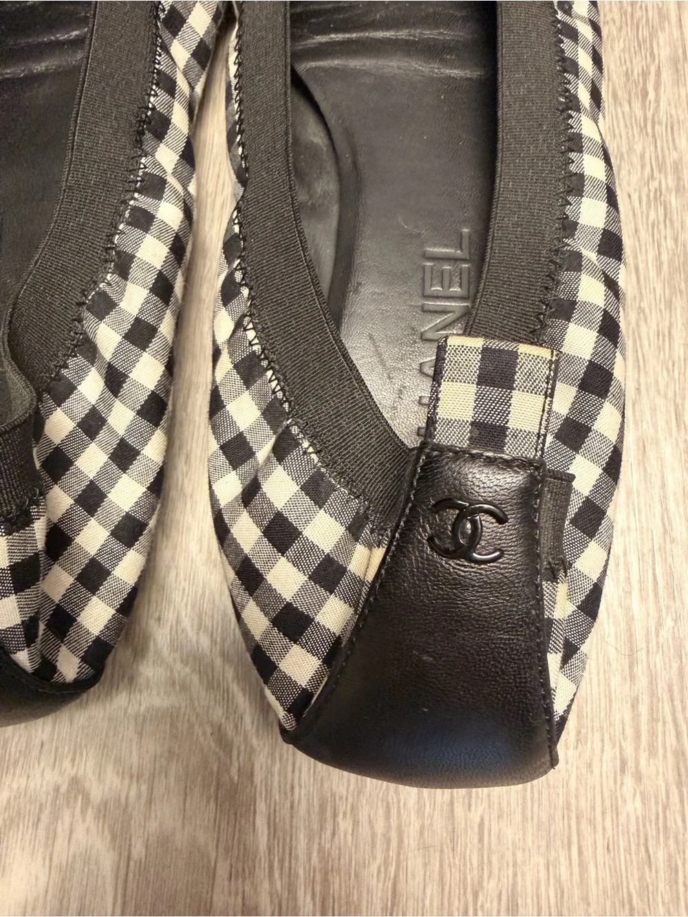 Chanel Black & White Gingham Ballet Flats - Picture 8 of 9